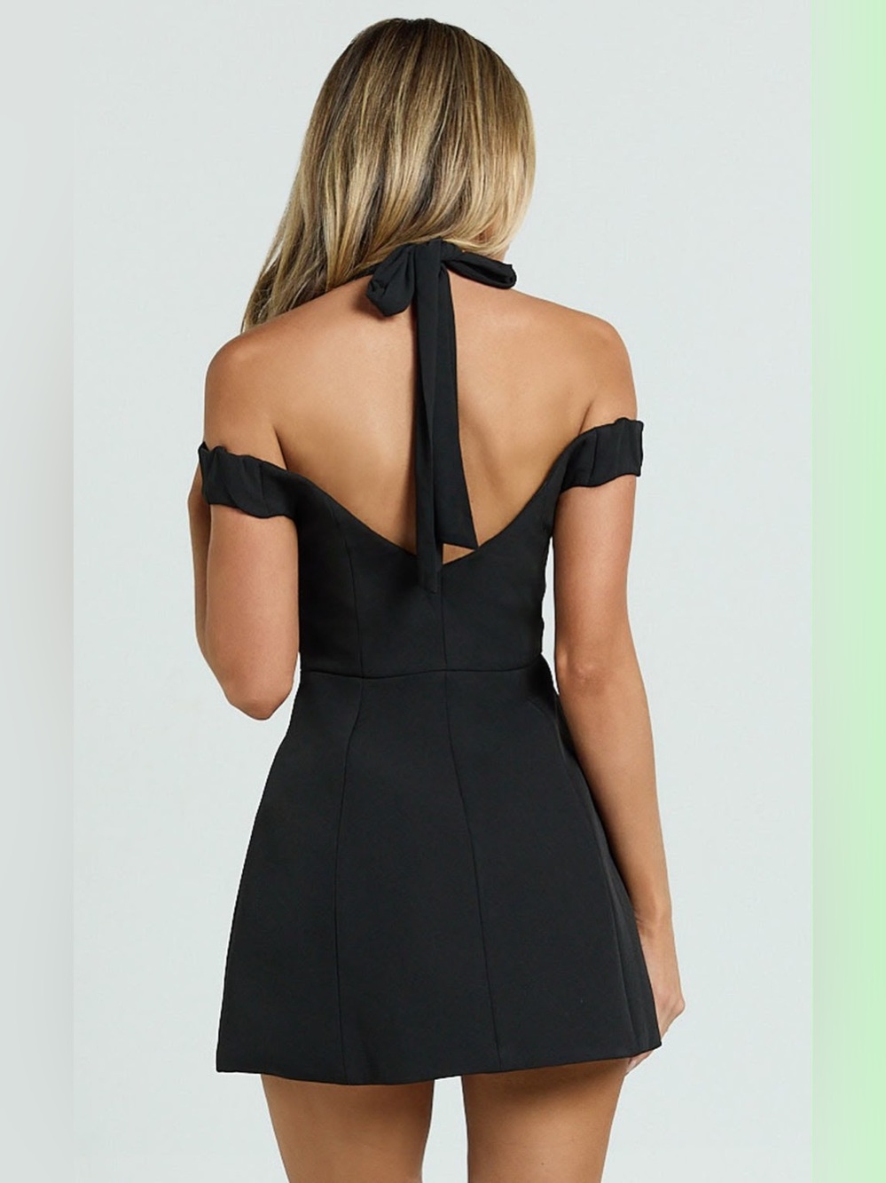 Showpo Off-Shoulder Black Button-Front Mini Dress - Picture 3 of 4